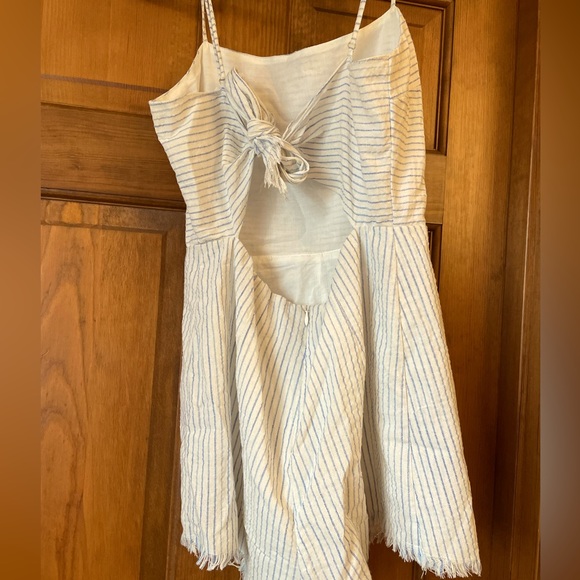 M white with blue pin stripe romper - Picture 2 of 2